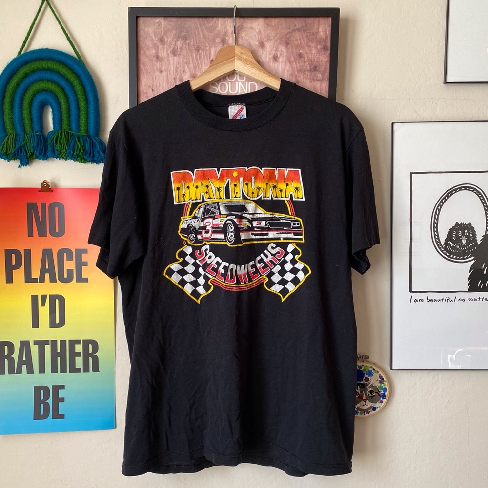 Vintage 90s Daytona Speed Weeks Racing Graphic Tee T-Shirt Large Nascar